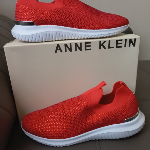 Anne Klein Red Rhinestone Slip-On Loafers main image 12